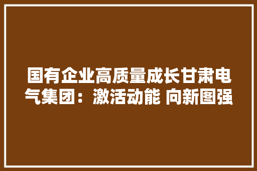 国有企业高质量成长甘肃电气集团：激活动能 向新图强