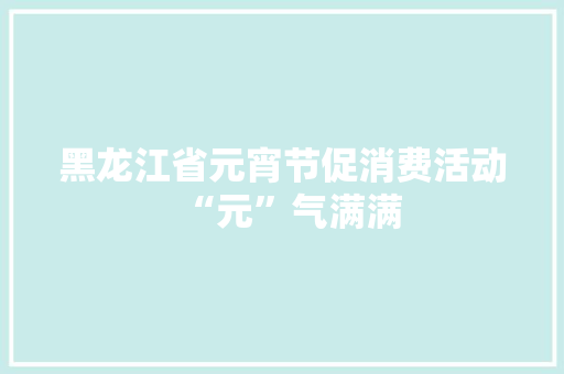 黑龙江省元宵节促消费活动“元”气满满