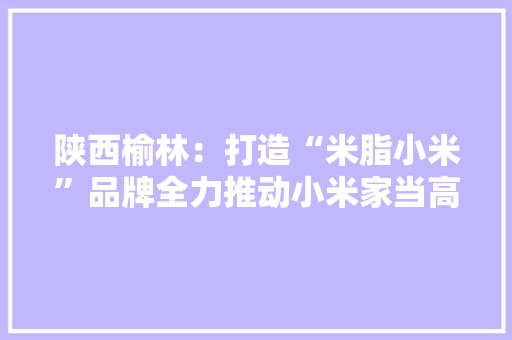 陕西榆林：打造“米脂小米”品牌全力推动小米家当高质量成长