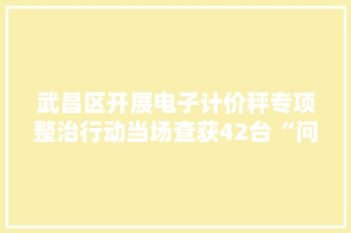 武昌区开展电子计价秤专项整治行动当场查获42台“问题秤”