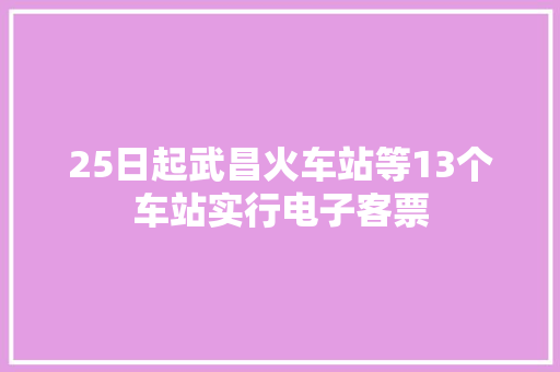 25日起武昌火车站等13个车站实行电子客票