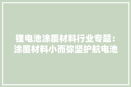 锂电池涂覆材料行业专题：涂覆材料小而弥坚护航电池大年夜有可为
