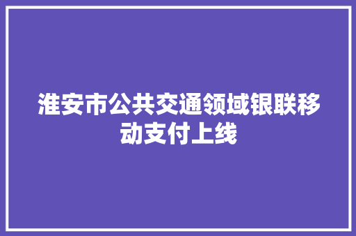 淮安市公共交通领域银联移动支付上线