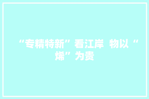 “专精特新”看江岸  物以“烯”为贵