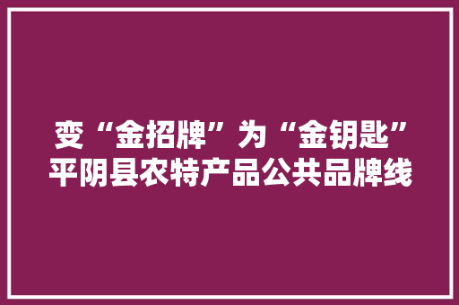 变“金招牌”为“金钥匙”平阴县农特产品公共品牌线上宣告会举行