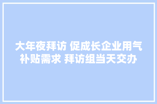 大年夜拜访 促成长企业用气补贴需求 拜访组当天交办
