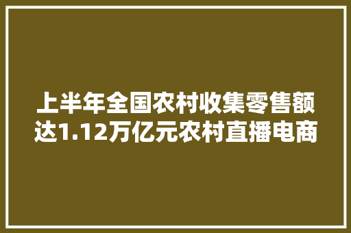 上半年全国农村收集零售额达1.12万亿元农村直播电商兴起