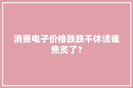 消费电子价格跌跌不休该谁焦炙了？ 消费电子价格跌跌不休该谁焦炙了？ 人工智能