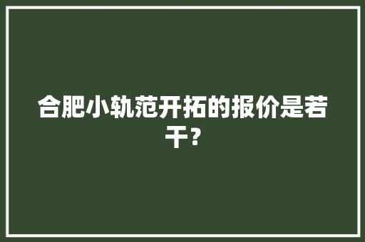 合肥小轨范开拓的报价是若干？