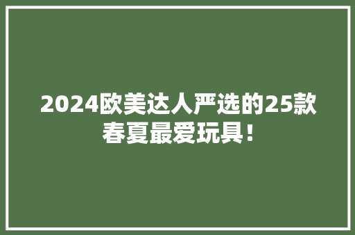 2024欧美达人严选的25款春夏最爱玩具！