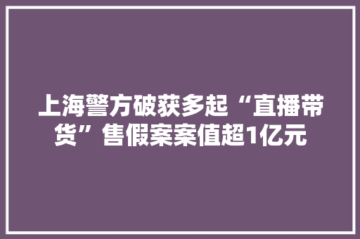 上海警方破获多起“直播带货”售假案案值超1亿元