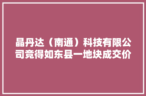 晶丹达（南通）科技有限公司竞得如东县一地块成交价1139.37万元