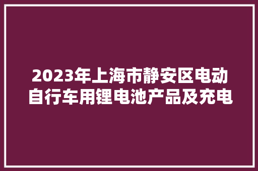 2023年上海市静安区电动自行车用锂电池产品及充电器监督抽查结果