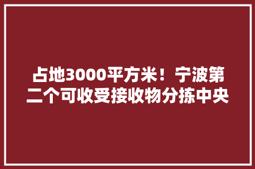 占地3000平方米！宁波第二个可收受接收物分拣中央投用