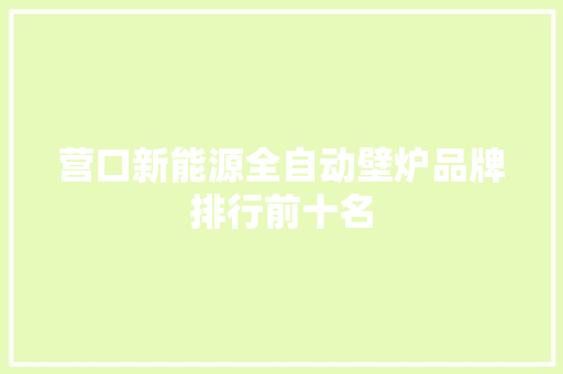 营口新能源全自动壁炉品牌排行前十名