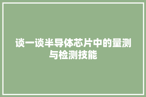 谈一谈半导体芯片中的量测与检测技能
