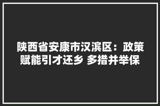 陕西省安康市汉滨区：政策赋能引才还乡 多措并举保障就业