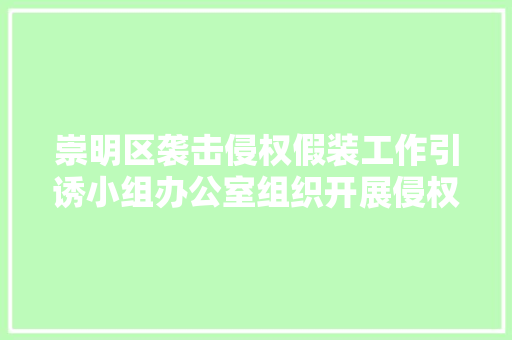 崇明区袭击侵权假装工作引诱小组办公室组织开展侵权假装产品集中销毁活动