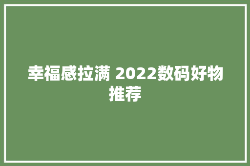 幸福感拉满 2022数码好物推荐