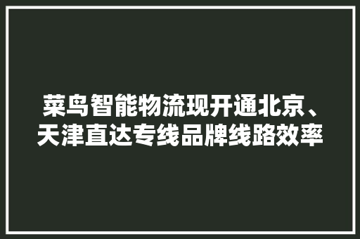 菜鸟智能物流现开通北京、天津直达专线品牌线路效率优先