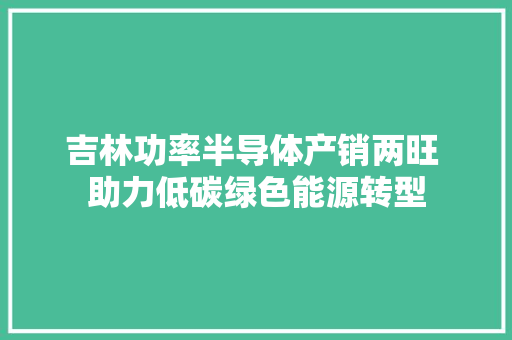 吉林功率半导体产销两旺 助力低碳绿色能源转型