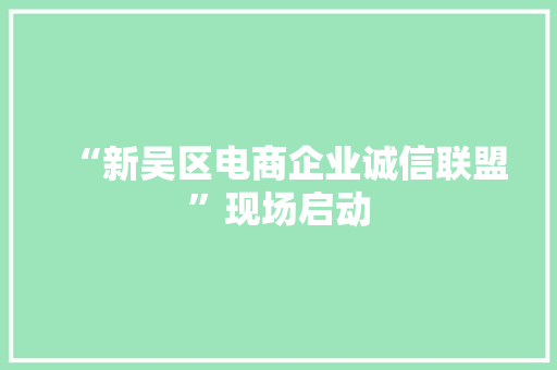 “新吴区电商企业诚信联盟”现场启动