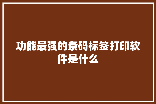 功能最强的条码标签打印软件是什么