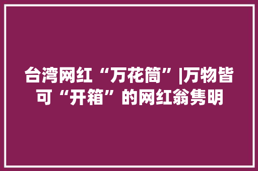 台湾网红“万花筒”|万物皆可“开箱”的网红翁隽明