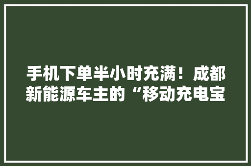 手机下单半小时充满！成都新能源车主的“移动充电宝”来了 手机下单半小时充满！成都新能源车主的“移动充电宝”来了 智能科技