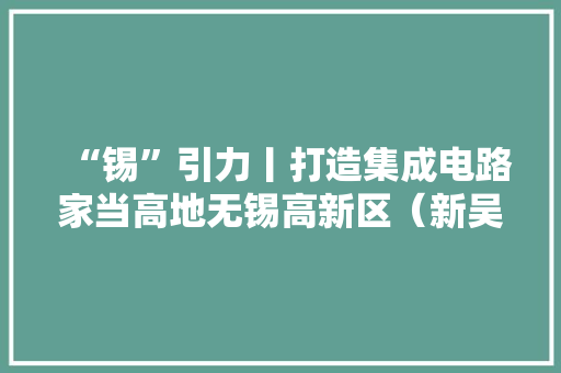 “锡”引力丨打造集成电路家当高地无锡高新区（新吴区）加码再构造