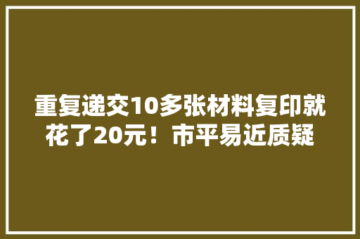 重复递交10多张材料复印就花了20元！市平易近质疑：办这件事为何不能简化？