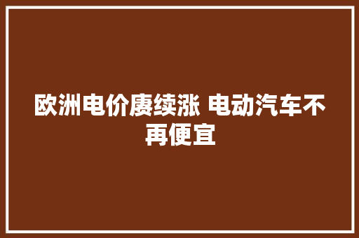 欧洲电价赓续涨 电动汽车不再便宜