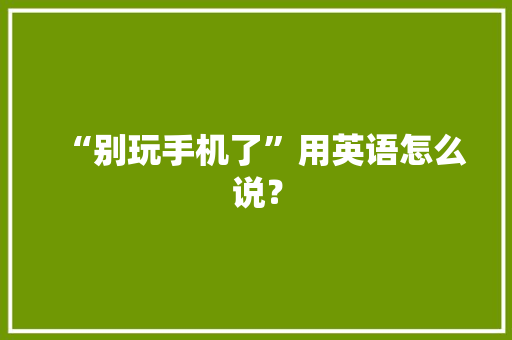 “别玩手机了”用英语怎么说？