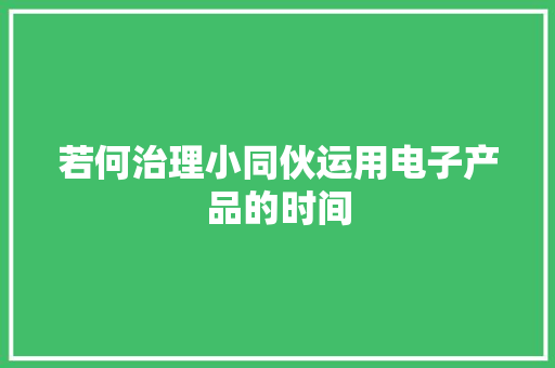 若何治理小同伙运用电子产品的时间