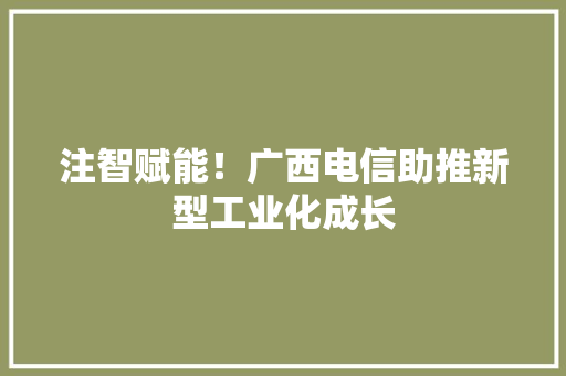 注智赋能！广西电信助推新型工业化成长 注智赋能！广西电信助推新型工业化成长 人工智能