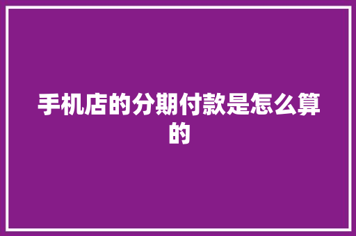 手机店的分期付款是怎么算的
