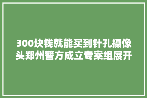 300块钱就能买到针孔摄像头郑州警方成立专案组展开查询访问