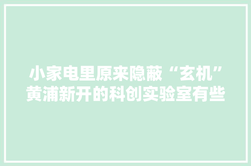 小家电里原来隐蔽“玄机”黄浦新开的科创实验室有些不一样