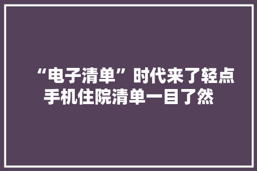 “电子清单”时代来了轻点手机住院清单一目了然