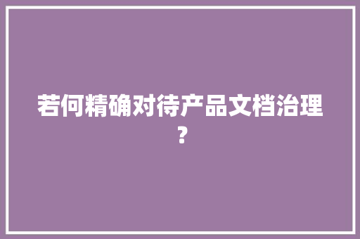 若何精确对待产品文档治理？