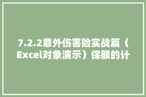 7.2.2意外伤害险实战篇（Excel对象演示）保额的计算