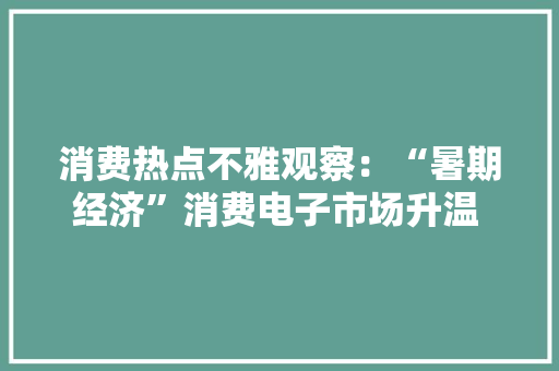 消费热点不雅观察：“暑期经济”消费电子市场升温  进修机成为平板电脑市场热销新品