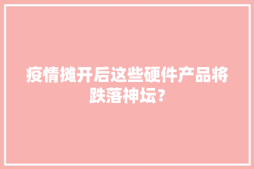 疫情摊开后这些硬件产品将跌落神坛？