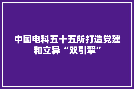 中国电科五十五所打造党建和立异“双引擎”