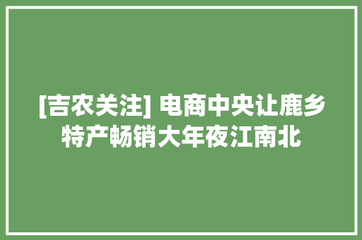 [吉农关注] 电商中央让鹿乡特产畅销大年夜江南北