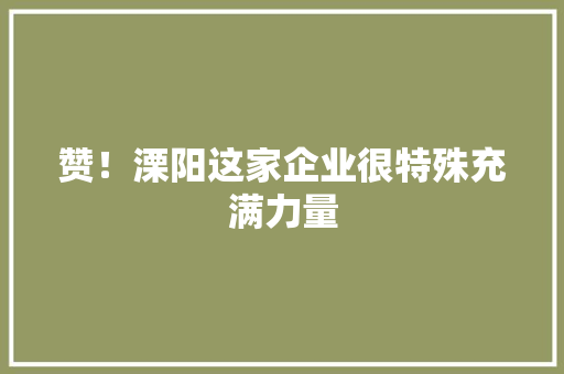 赞！溧阳这家企业很特殊充满力量