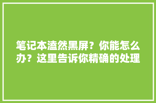 笔记本溘然黑屏？你能怎么办？这里告诉你精确的处理方法和思路！