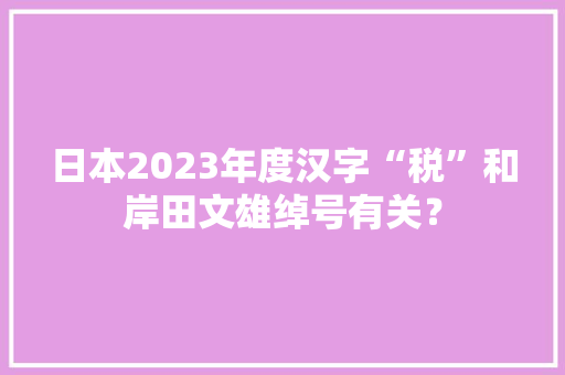 日本2023年度汉字“税”和岸田文雄绰号有关？