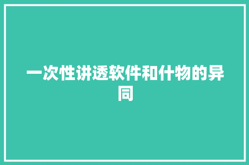 一次性讲透软件和什物的异同