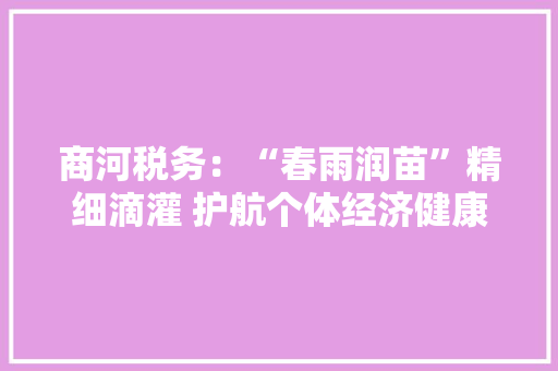 商河税务：“春雨润苗”精细滴灌 护航个体经济健康成长
